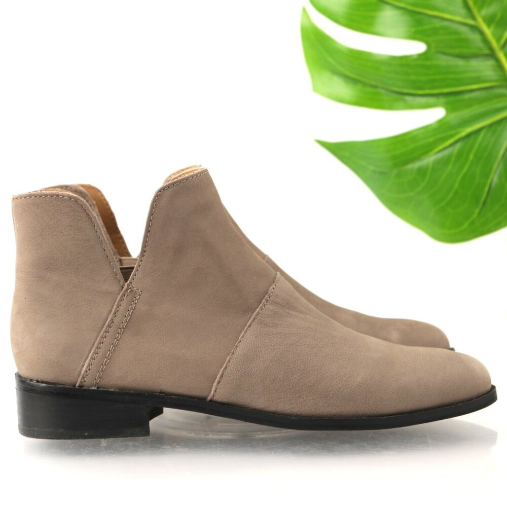 Lucky Brand Womens Paramo Boot Size 7 Tan Leather Pull On Bootie Cutouts Comfy